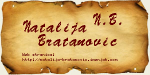 Natalija Bratanović vizit kartica